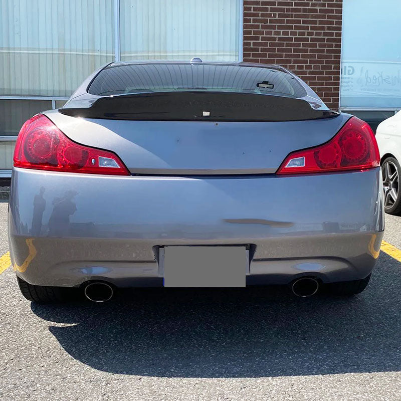 Infiniti G37 Q60 Coupe rear trunk spoiler installed view