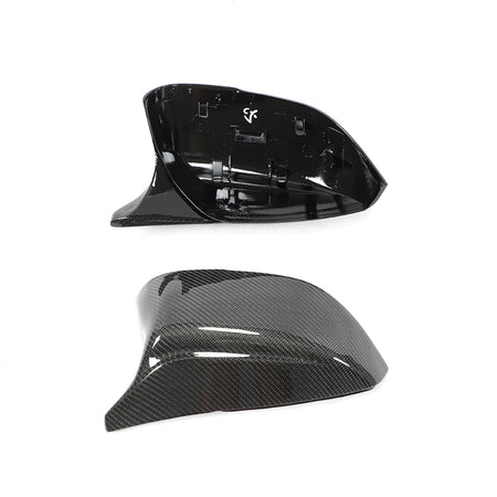 Infiniti side mirror covers carbon fiber and gloss black comparison