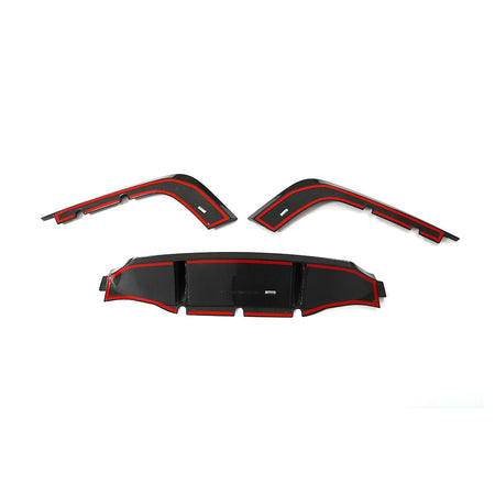 Kia Stinger 3-piece carbon fiber rear diffuser lip kit with center section and side extensions