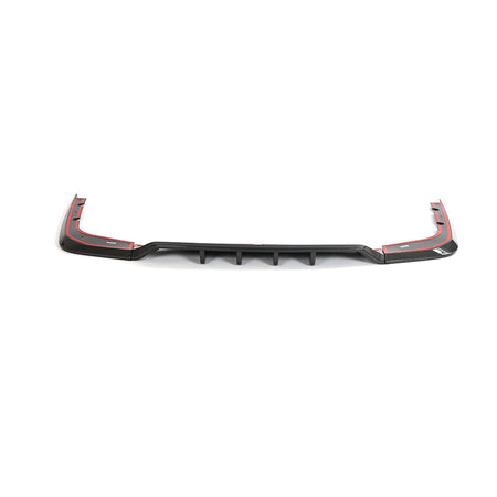 Kia Stinger carbon fiber rear diffuser lip assembled front view with center fins
