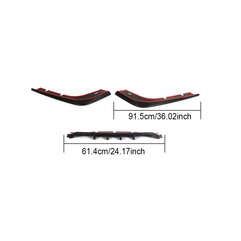 Kia Stinger rear diffuser lip side extensions and center diffuser dimensions