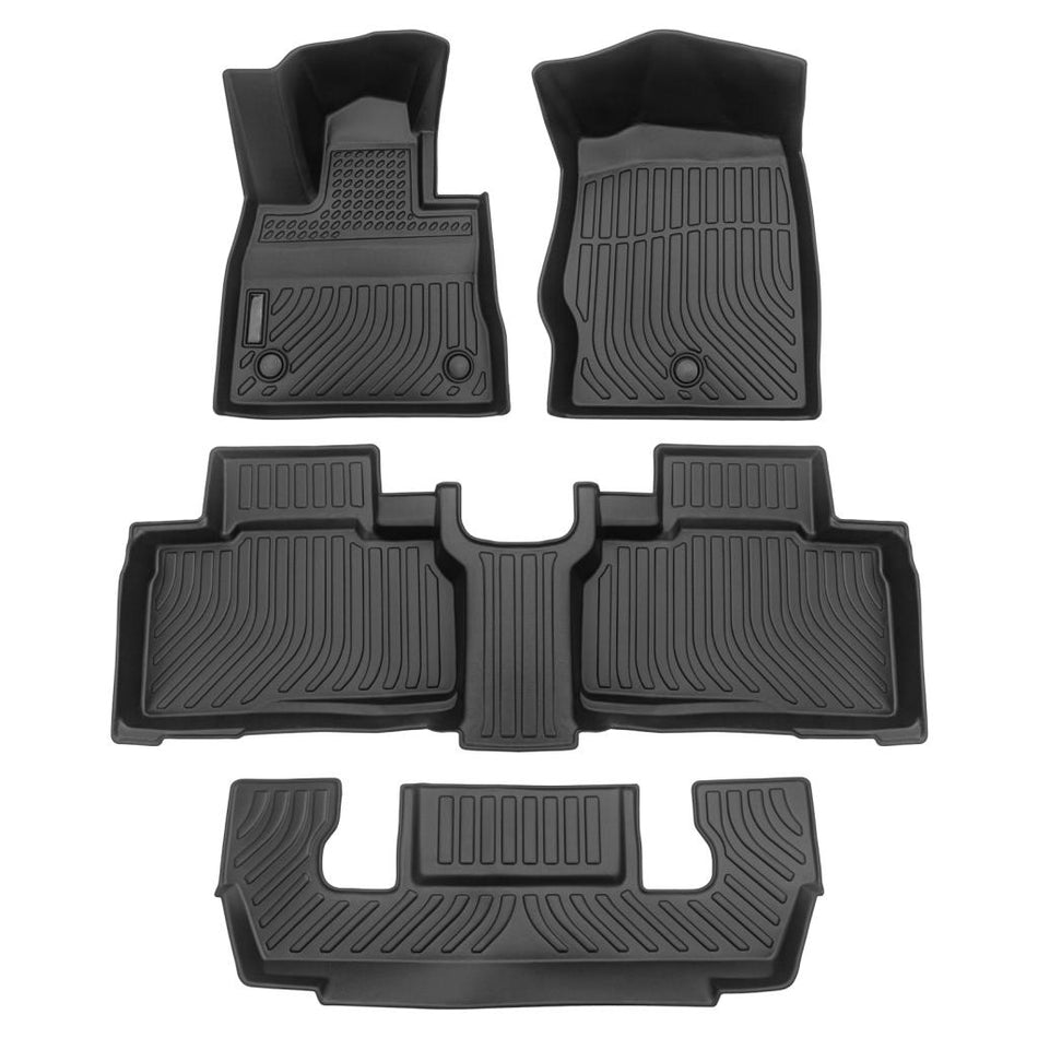 For Ford Explorer 6 Passenger 2020-2023 Car Floor Mats TPE Rubber All-Weather Floor Mats Black