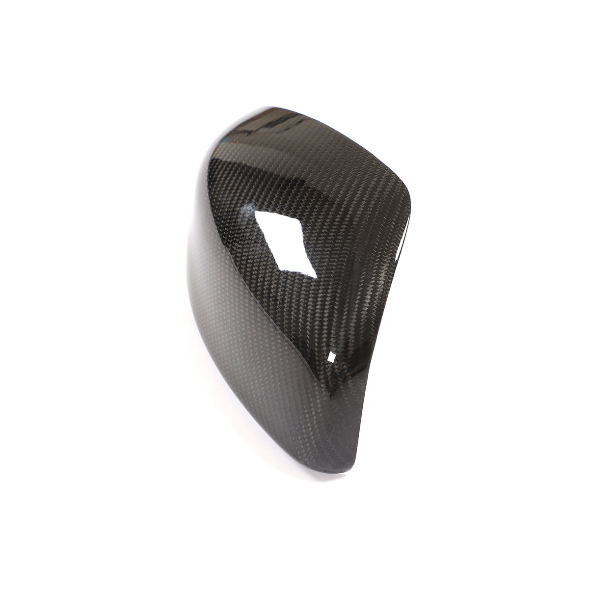Nissan 370Z carbon fiber add-on mirror covers angle view