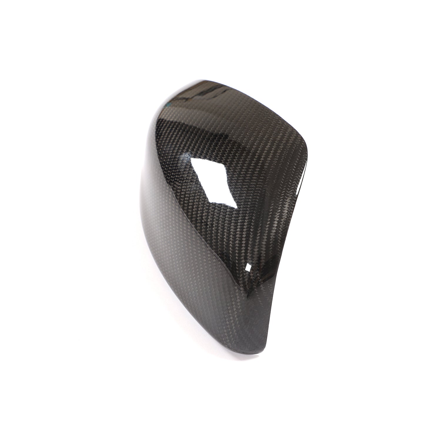 Nissan 370Z carbon fiber add-on mirror covers angle view