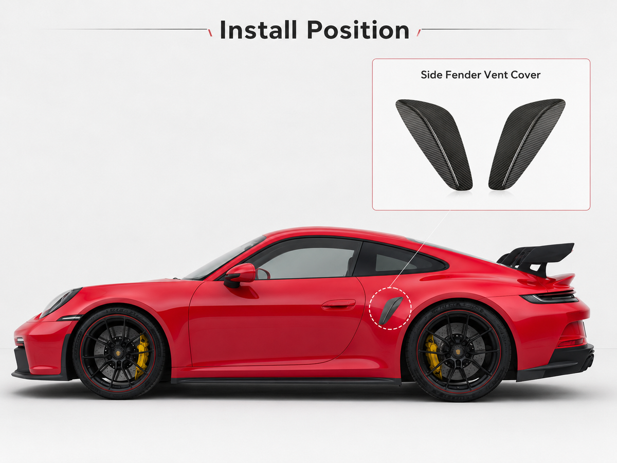 Porsche 911 992 side fender vent cover install position guide