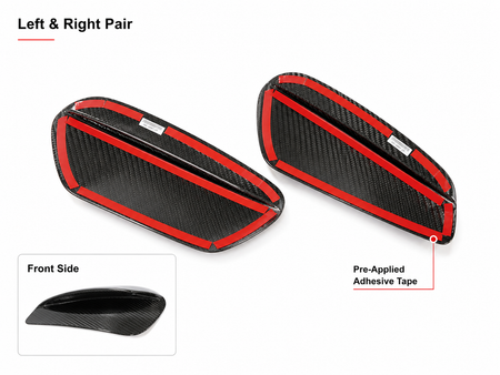 Porsche 911 992 side fender vent cover pair with pre applied adhesive tape