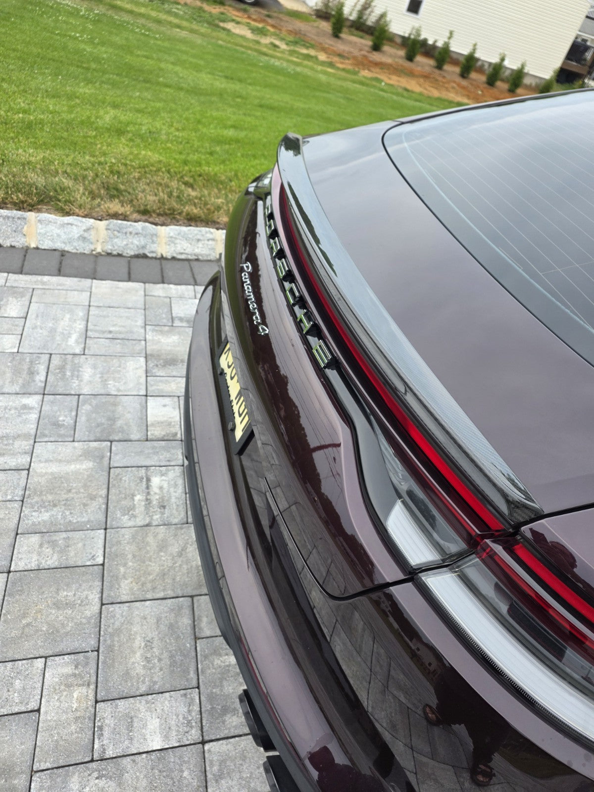 Porsche Panamera 971 rear trunk spoiler installed close up