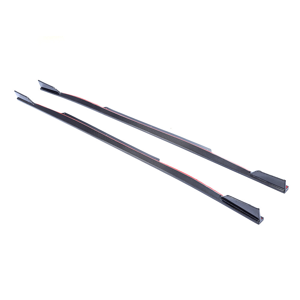 Q50 carbon fiber side skirts angle view