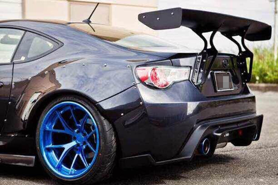 Subaru BRZ GT style rear wing spoiler installed rear view