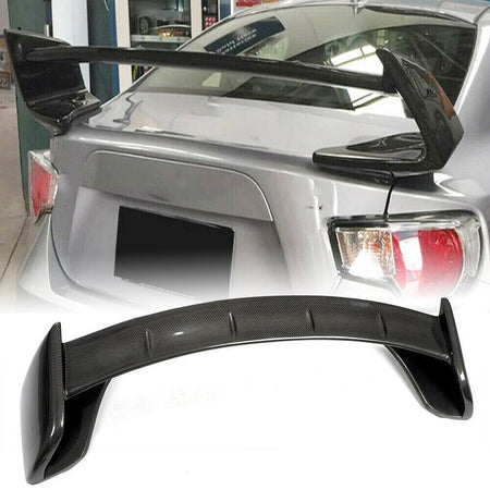 Subaru BRZ Toyota 86 FR-S carbon fiber rear trunk spoiler installed view