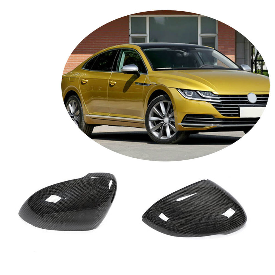 For Volkswagen VW Passat CC Magotan Carbon Fiber Side Rearview Mirror Cover Caps Pair