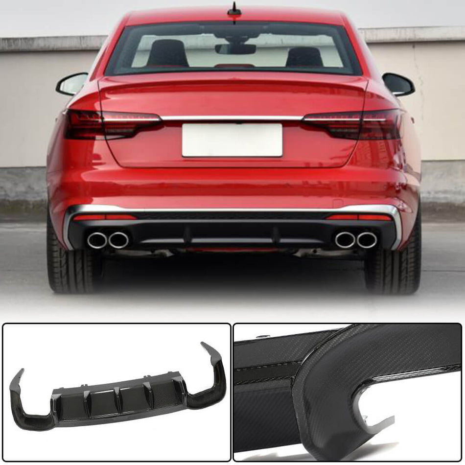 For Audi S4 A4 Sline B10 Sedan Dry Carbon Fiber Rear Bumper Diffuser Valance Lip