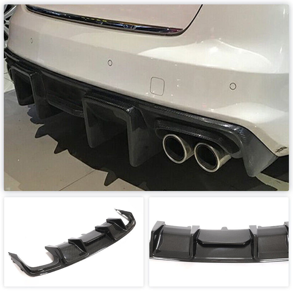 For Audi S4 B8.5 Sedan Facelift Carbon Fiber Rear Bumper Diffuser Valance Lip Spoiler