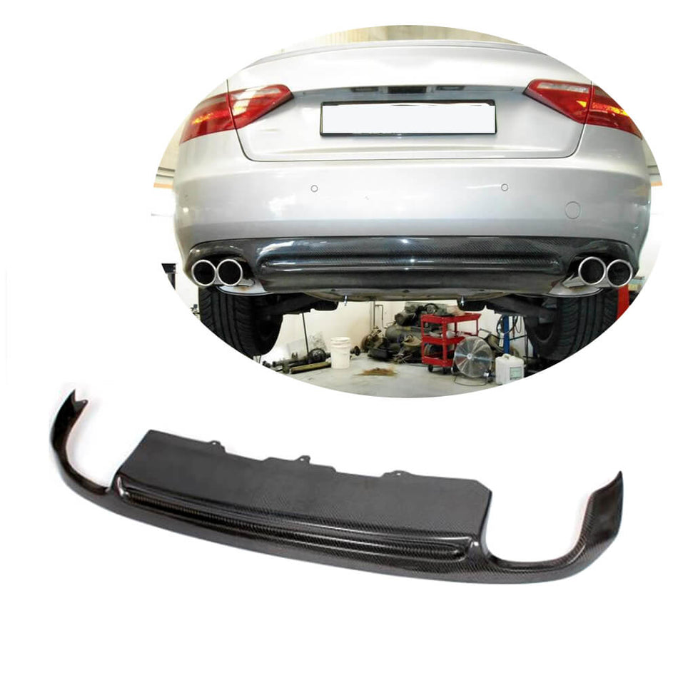 For Audi A5 B8 Base 2-Door Pre-facelift Carbon Fiber Rear Bumper Diffuser Lip Wide Body Kit
