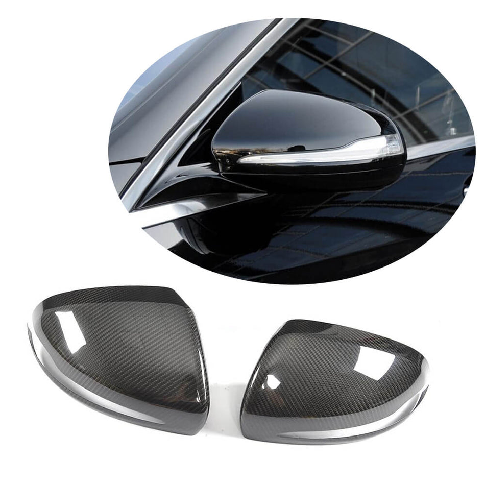 For Mercedes Benz S Class W222 Pre-facelift Carbon Fiber Add-on Side Mirror Cover Caps LHD Pair