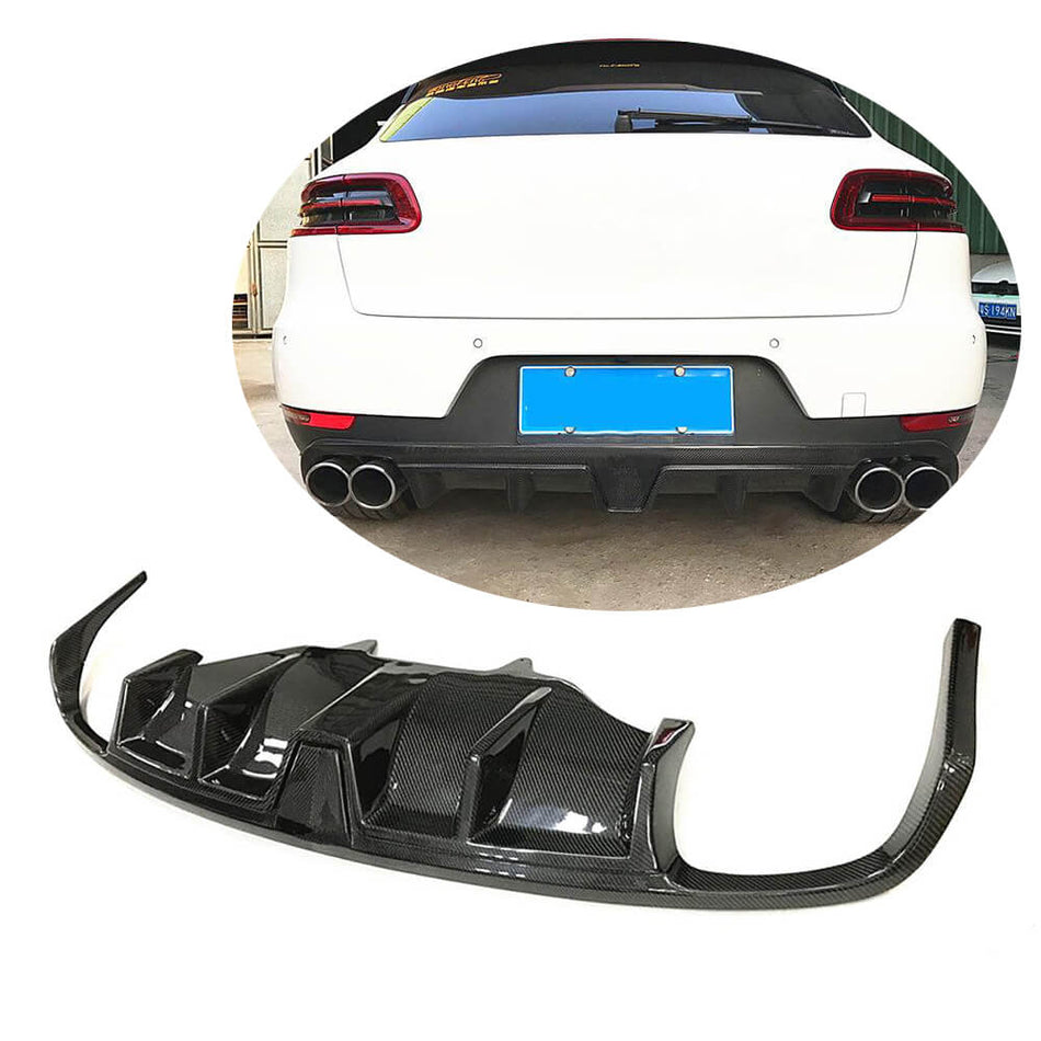For Porsche Macan Carbon Fiber Rear Bumper Diffuser Valance Lip with Brake Light