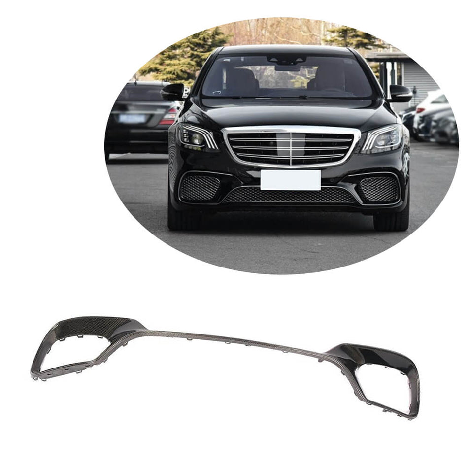 For Mercedes Benz W222 S63 S65 AMG Carbon Fiber Front Bumper Decoration Vent Trims-Ahacarbon
