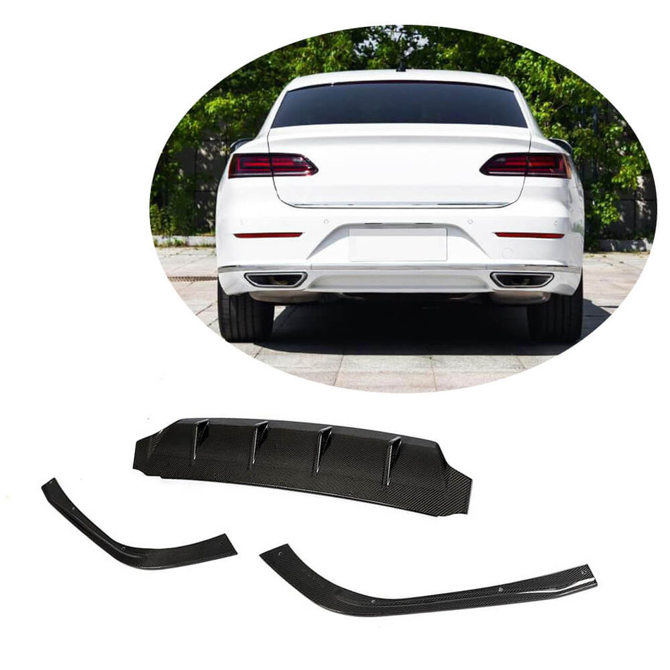 For Volkswagen VW Arteon CC Carbon Fiber Rear Bumper Diffuser Wide Body Kit