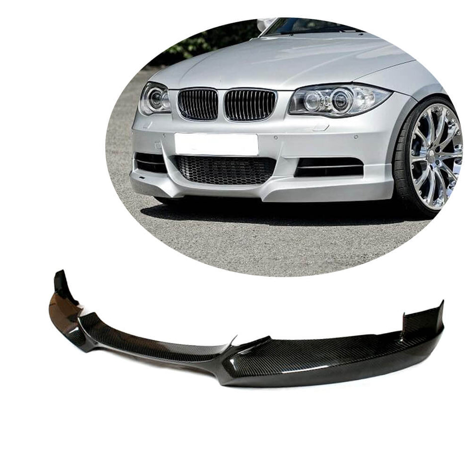 For BMW 1 Series E82 E88 M Sport Carbon Fiber Front Bumper Lip Spoiler Wide Body Kit