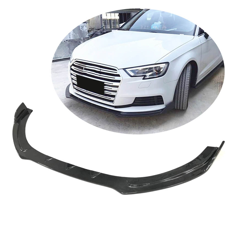 For Audi A3 Base Hatchback 17-20 Carbon Fiber Front Bumper Lip  Spoiler Body Kit