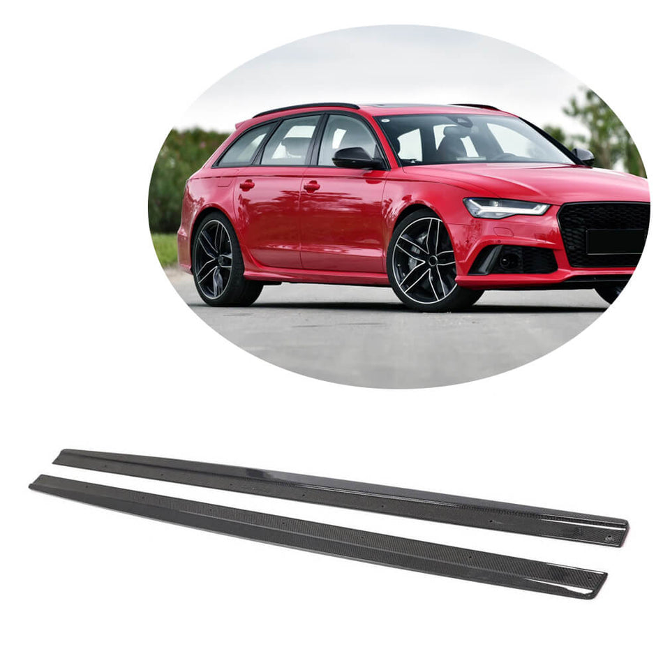 For Audi RS6 C7 Typ 4G Avant 13-16 Carbon Fiber Side Skirts Door Rocker Panels Extension Lip