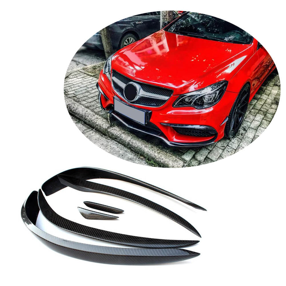 for Mercedes Benz (W207) C207 A207 Sport Facelift Carbon Fiber Front Bumper Canards Exterior Trims | E200 E250 E300 E350 E400 E550