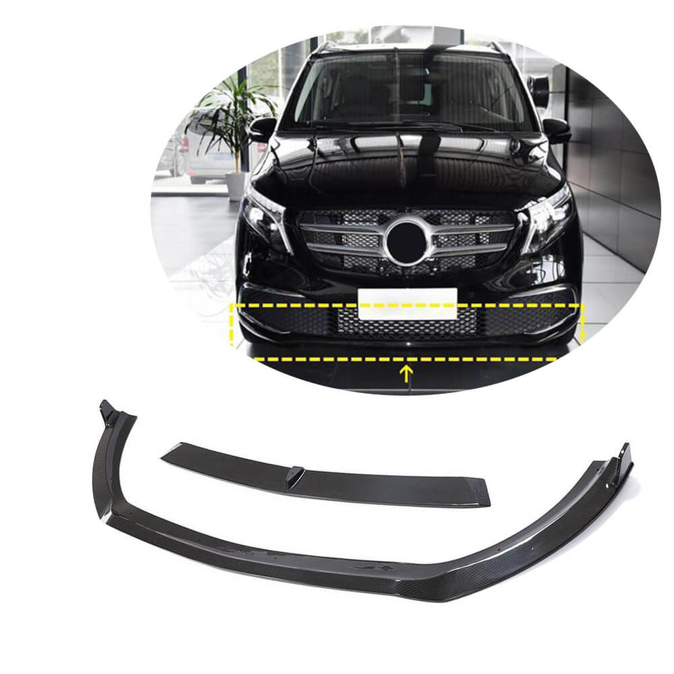 For Mercedes Benz W447 Vito 2020UP Dry Carbon Fiber Front Bumper Lip Chin Spoiler Body Kit