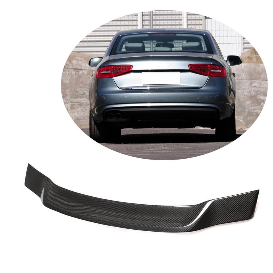 For Audi A4 B8.5 Base Sedan Facelift Carbon Fiber Rear Trunk Spoiler Boot Wing Lip