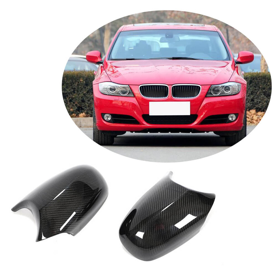 For BMW 3 Series E90 E91 E92 E93 LCI Carbon Fiber Replacement Side Rearview Mirror Cover Caps Pair