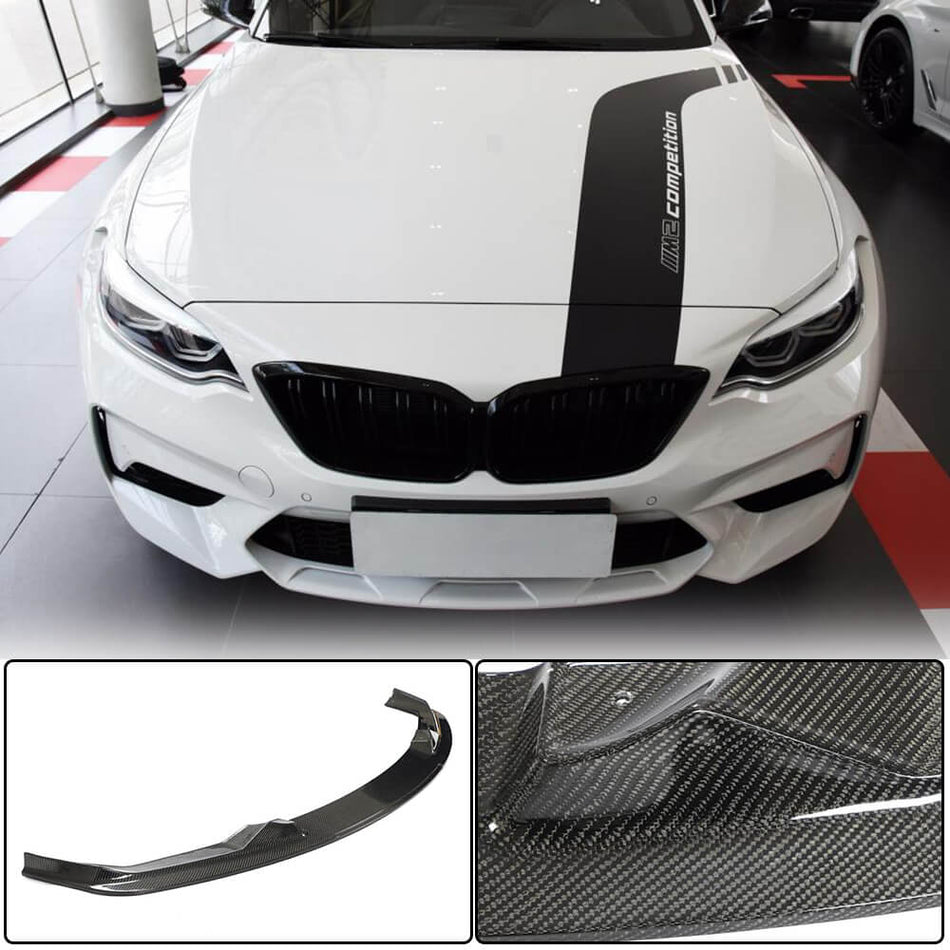 For BMW 2 Series F87 M2 Competition M2C Carbon Fiber Front Bumper Lip Chin Spoiler Wide Body Kit