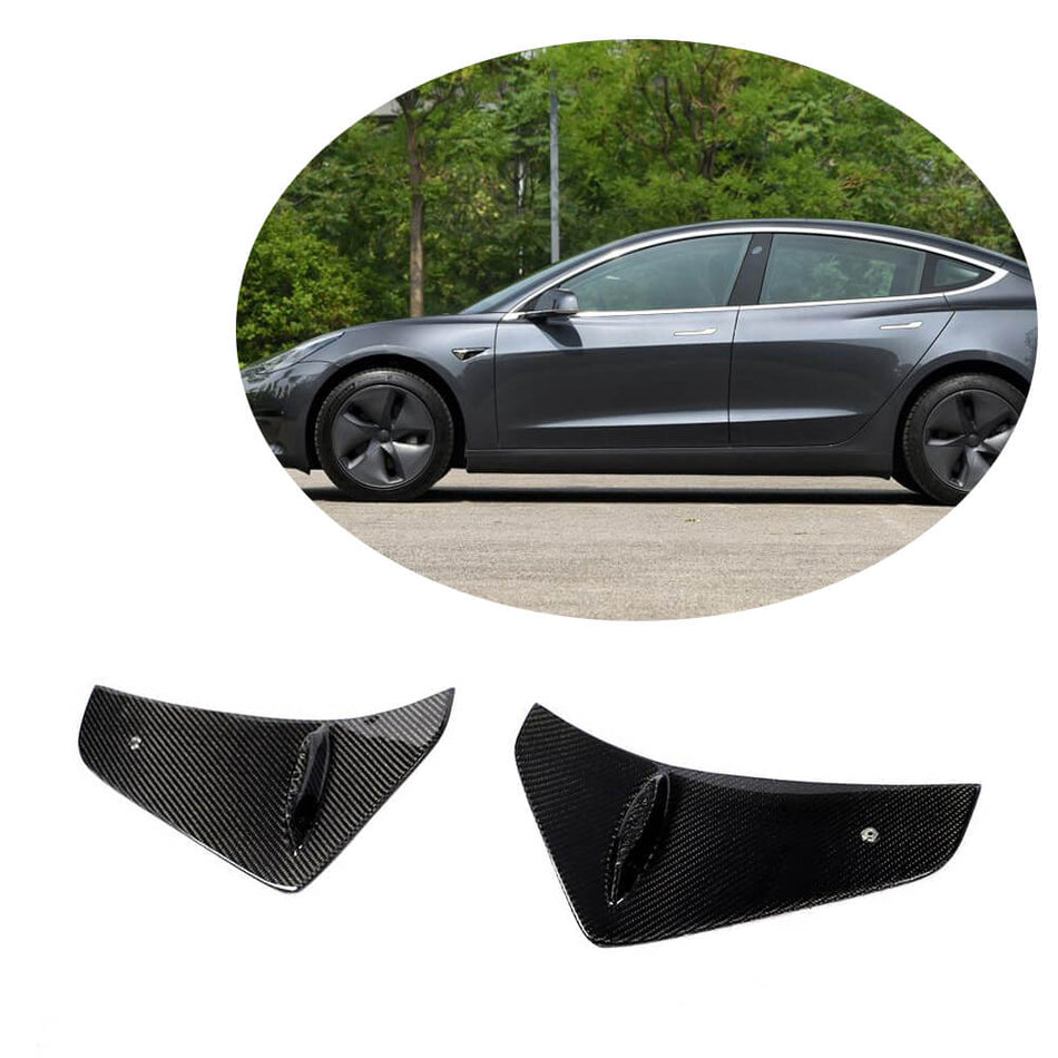 For Tesla Model 3 Carbon Fiber Front Side Air Fender Vent Fins