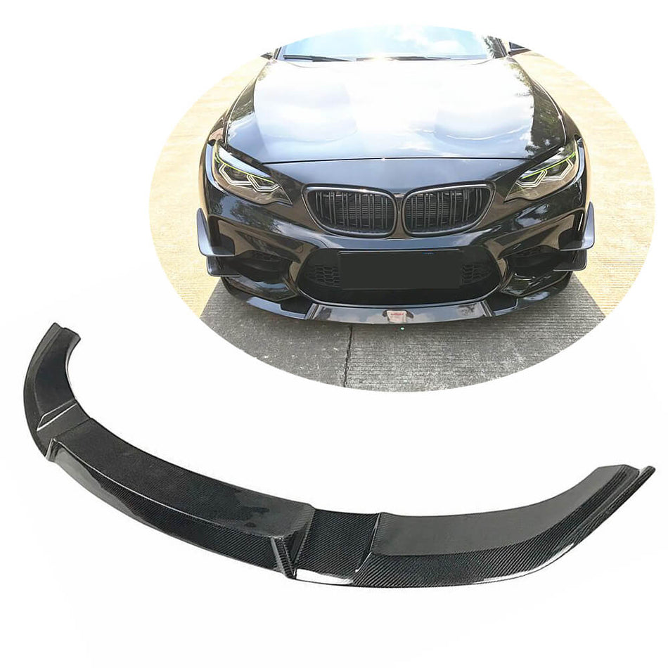 For BMW 2 Series F87 M2 Carbon Fiber Front Bumper Lip Chin Spoiler Wide Body Kit