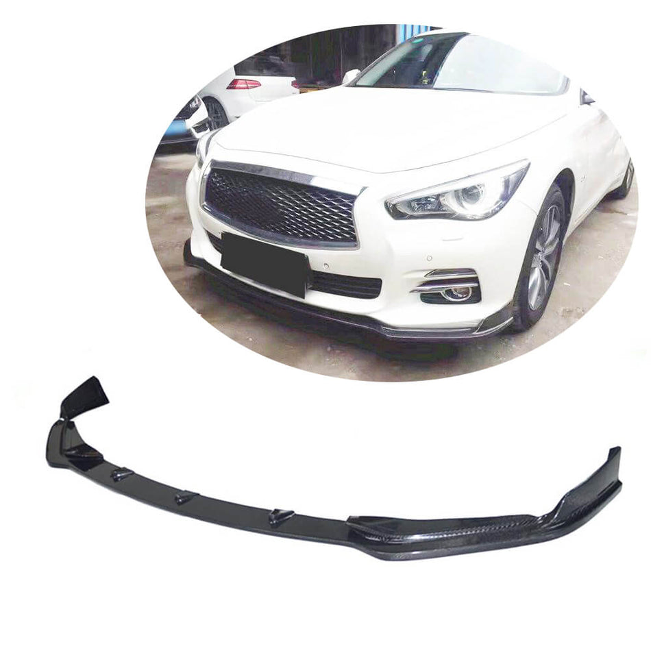 For Infiniti Q50 Base 2014-2017 Carbon Fiber Front Bumper Lip Chin Spoiler Wide Body Kit