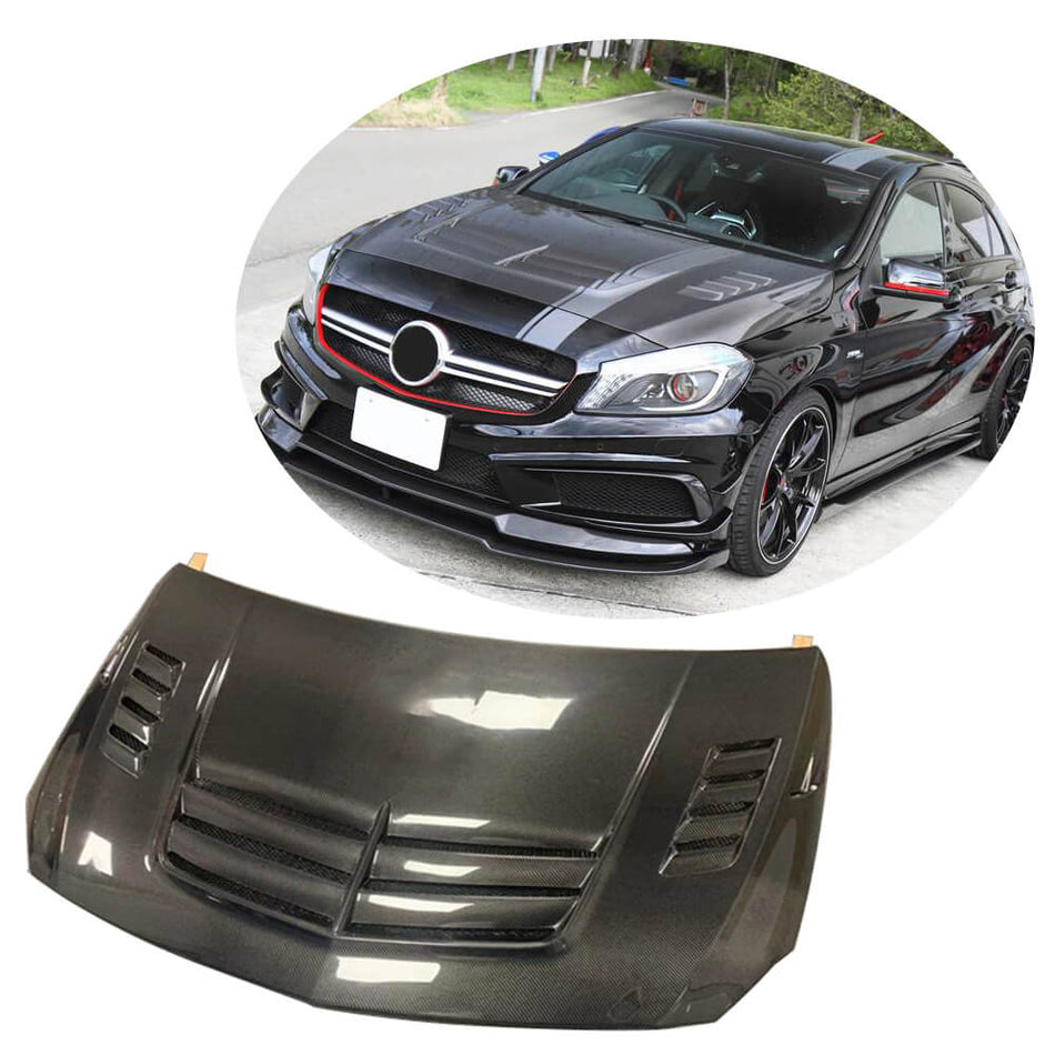 For Mercedes Benz W176 Hatchback 13-18 Carbon Fiber Engine Bonnet Hood Cover