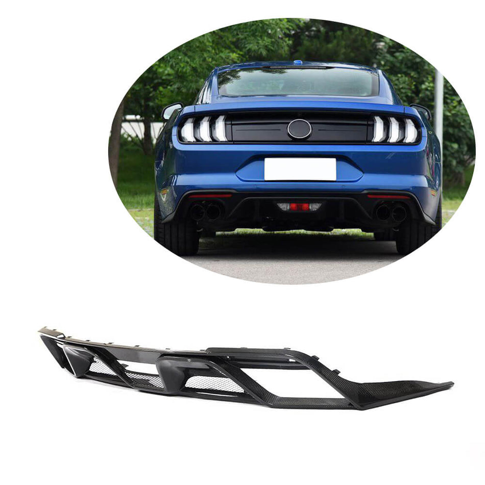 For Ford Mustang V8 GT 2018-2021 Carbon Fiber Rear Bumper Diffuser Lip Wide Body Kit