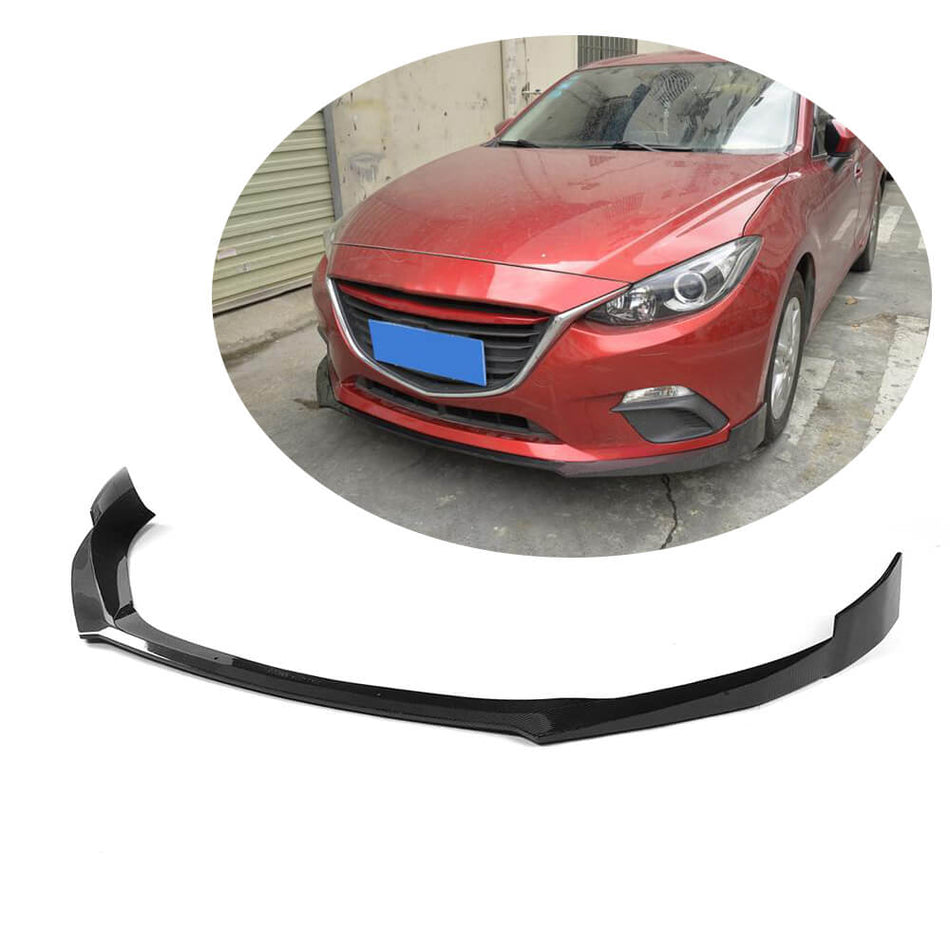 For Mazda 3 Axela Sedan Hatchback 14-16 Carbon Fiber Front Bumper Lip Chin Spoiler