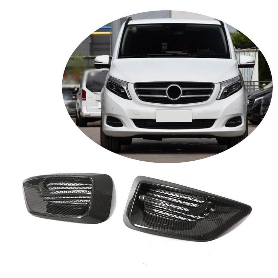 For Mercedes Benz W447 Vito 16-19 Real Dry Carbon Fiber Front Fog Lamp Air Fender Vent Cover