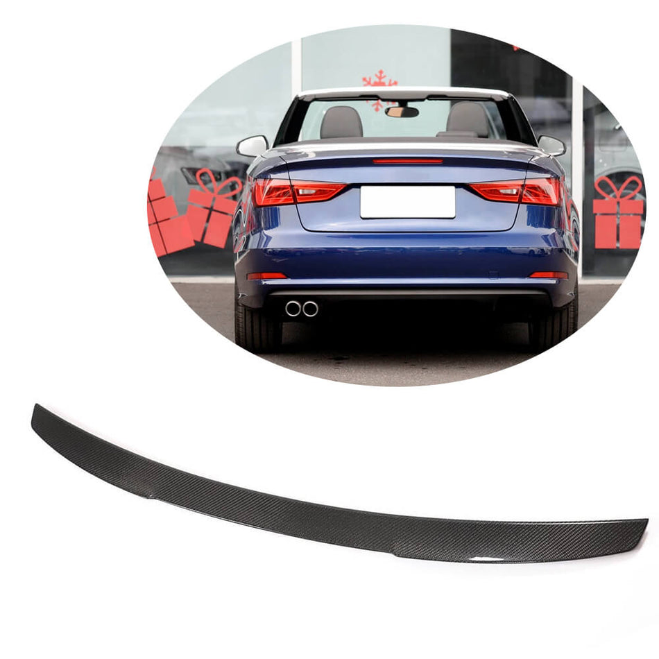 For Audi A3 S3 Sline 8V Convertible Carbon Fiber Rear Trunk Spoiler Boot Wing Lip