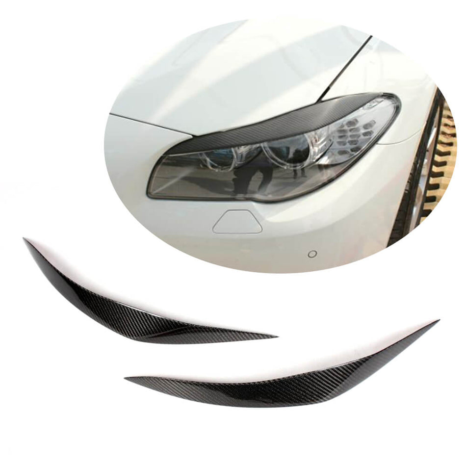 For BMW 5 Series F10 Base Sedan Pre-LCI Carbon Fiber Headlight Eyebrows Lamp Eyelids