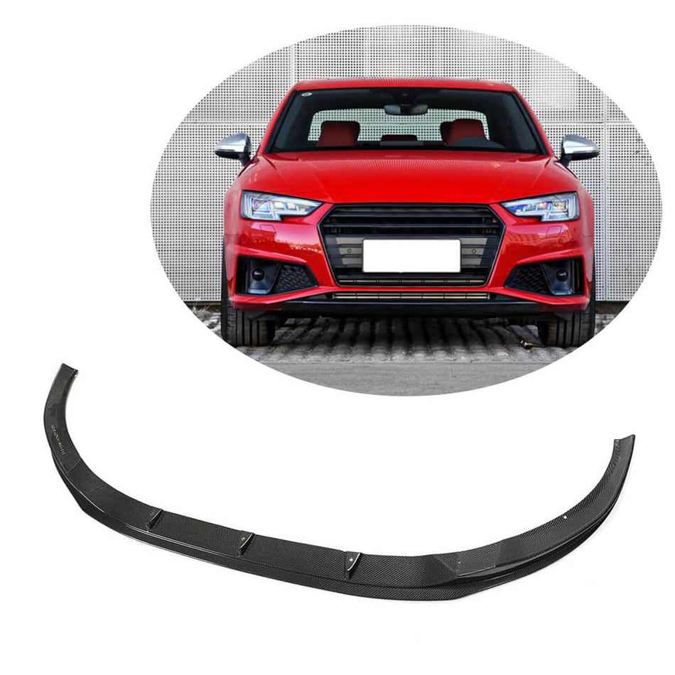 For Audi S4 A4 Sline B9 Sedan Carbon Fiber Front Bumper Lip Splitter Chin Spoiler
