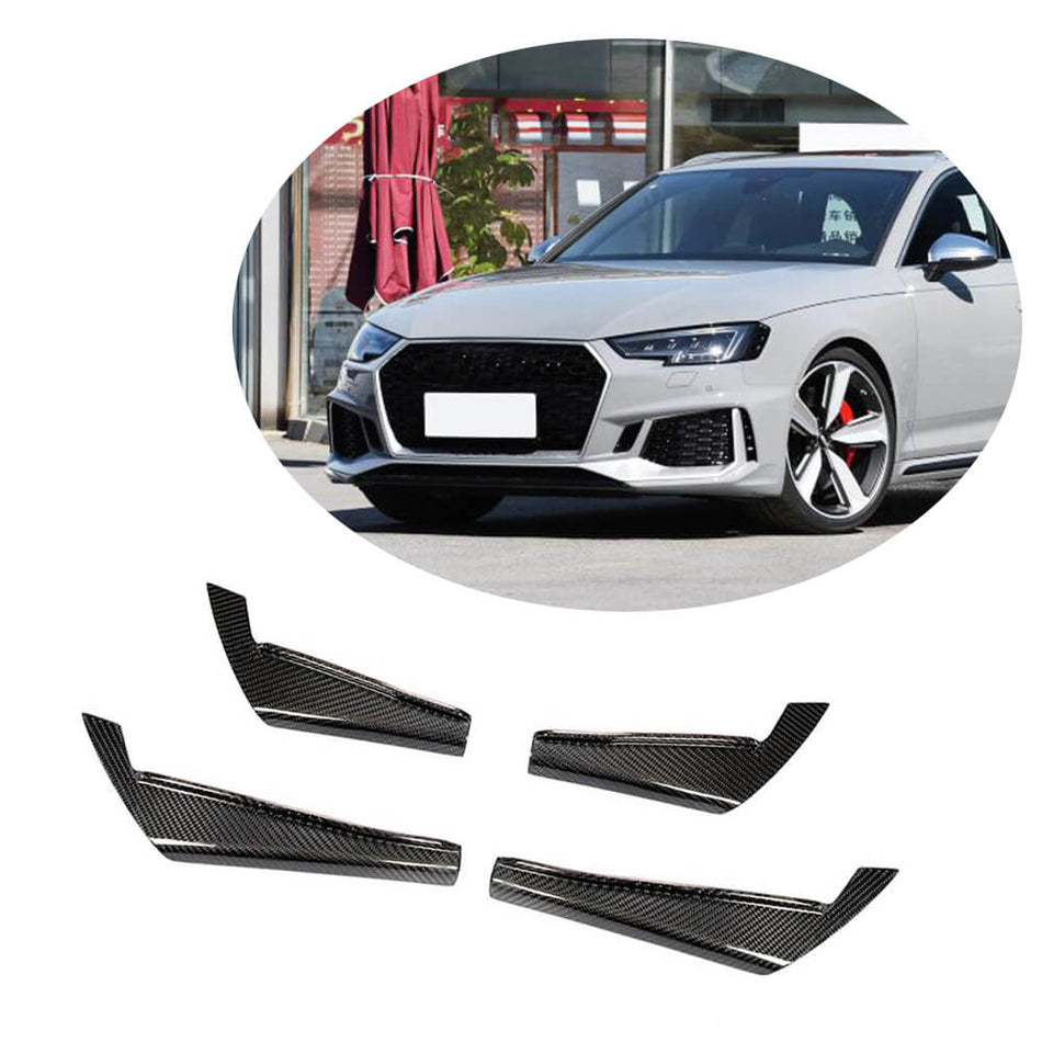 For Audi A4 B9 Base Sedan Carbon Fiber Front Bumper Fins Air Vent Flicks Canards Body Kits