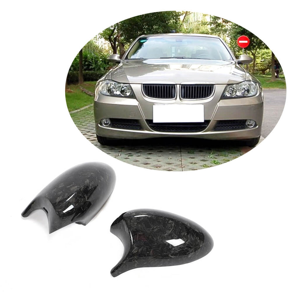 For BMW 3 Series E90 E91 05-07 E92 E93 06-09 Carbon Fiber Side Rearview Mirror Cover Caps LHD Pair