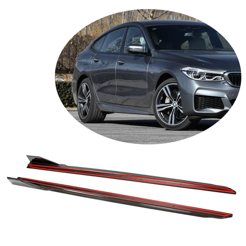 For BMW 6 Series G32 630i 640i M-Sport GT Carbon Fiber Side Skirts Door Rocker Panels Extension Lip