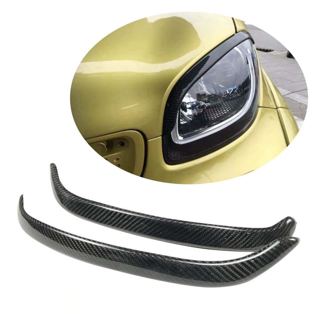 For Mercedes Benz Smart Fortwo 16-19 Carbon Fiber Headlight Eyebrows Lamp Eyelids-Ahacarbon