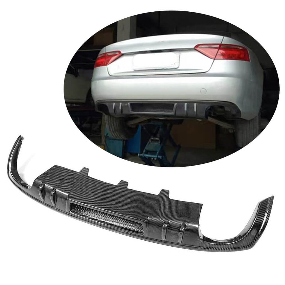 For Audi A5 B8.5 Base 2-Door Facelift Carbon Fiber Rear Bumper Diffuser Lip Aero Body Kit