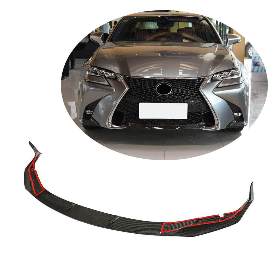 For Lexus GS F Base L10 2016-2020 Carbon Fiber Front Bumper Lip Spoiler Wide Body Kit