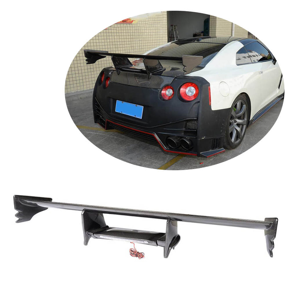 For Nissan GTR R35 2009-2015 Dry Carbon Fiber Rear Trunk Spoiler Boot Wing Lip