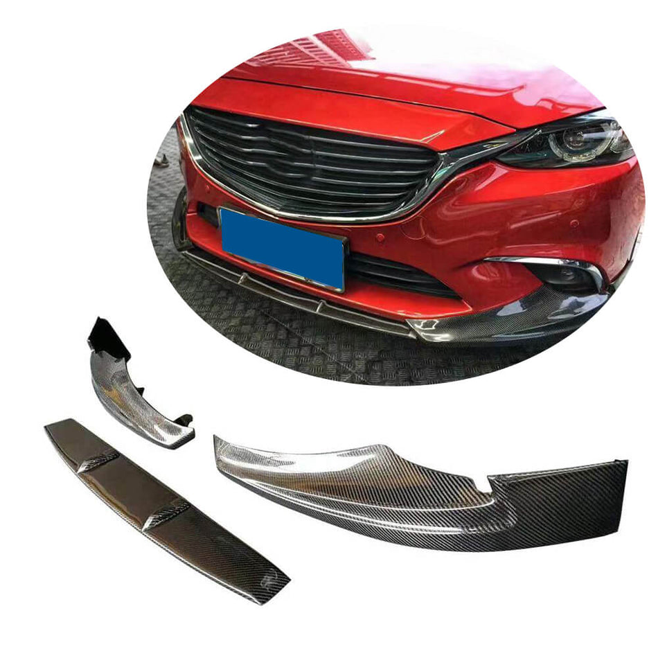 For Mazda 6 Atenza Carbon Fiber Front Bumper Lip Spoiler Splitters Wide Body Kit