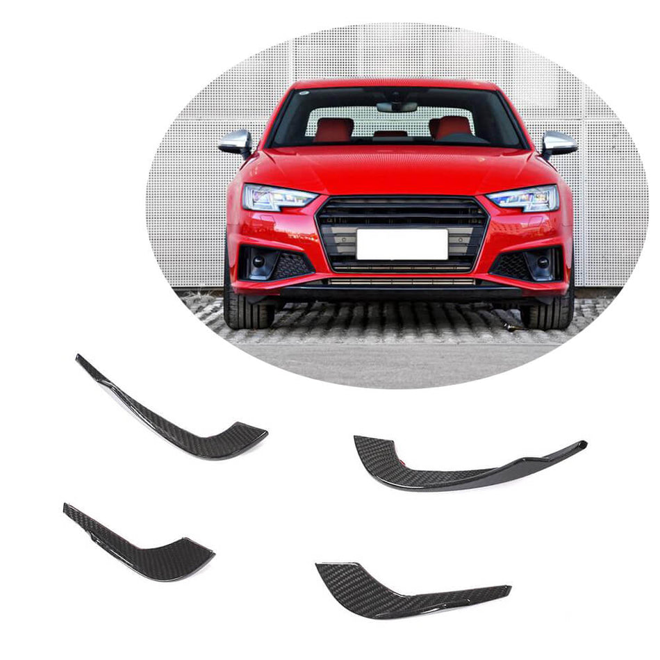 For Audi S4 A4 S Line B9 Sedan Dry Carbon Fiber Front Bumper Air Vent Fins Canards Body Kits
