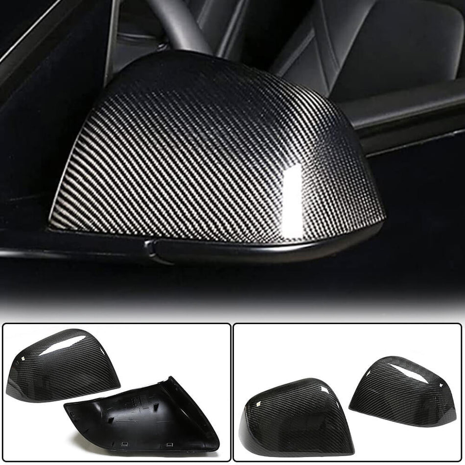 For Tesla Model Y Replacement Carbon Fiber Side Rearview Mirror Cover Caps pair